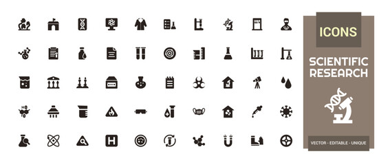 Wall Mural - scientific research solid icons set, filled icon set, solid icon set. glyph set for web and ui. edit