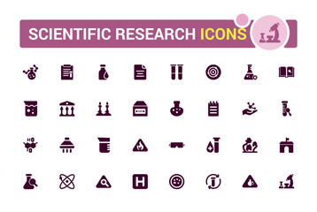 Wall Mural - scientific research solid icons set, filled icon set, solid icon set. glyph set for web and ui. edit