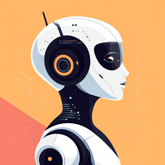 Poster - Background concept of AI learning and artificial intelligence featuring an assistant robot, machine learning, and a digital brain with future technology. Vector illustration, EPS10.