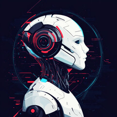 Poster - Background concept of artificial intelligence featuring an assistant robot, machine learning, and a digital brain with future technology. Vector illustration, EPS10