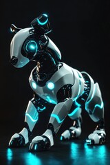 Poster - Robot Dog with Glowing Blue Eyes