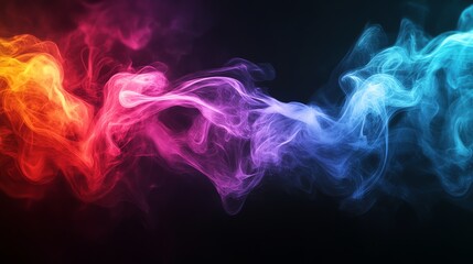 Wall Mural - Abstract colorful smoke swirls on a black background.