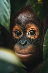 Canvas Print - Baby orangutan portrait