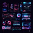 © A4719 - Neon Synth Music Studio Equipment Set