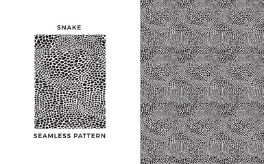 Snake seamless pattern. Black and white snake print. Vector texture. 