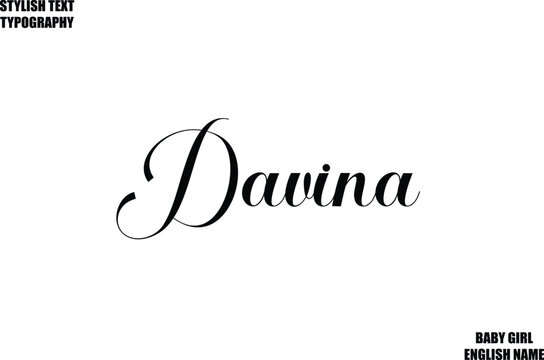 Davina Woman's Name Hand Drawn Lettering Vector Cursive Text Typography 