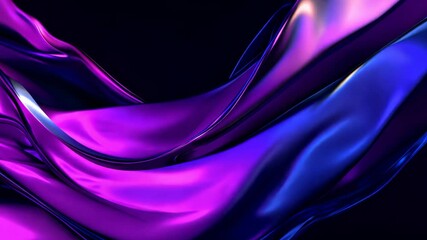 Wall Mural - Abstract fluid shape background with a purple and blue gradient color, on a dark background.