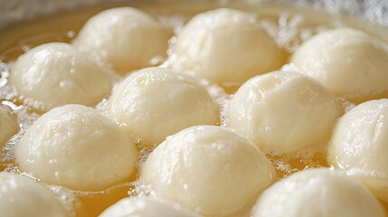 Wall Mural - Close-up of syrupy rasgulla with plenty of space for promotional or celebration text.