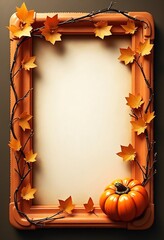 Pumpkin Frame with Blank Card for Halloween Message