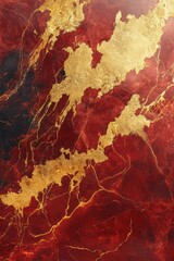 Canvas Print - Red and Gold Marble Surface Close Up