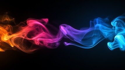 Wall Mural - abstract colorful smoke swirls on a black background.