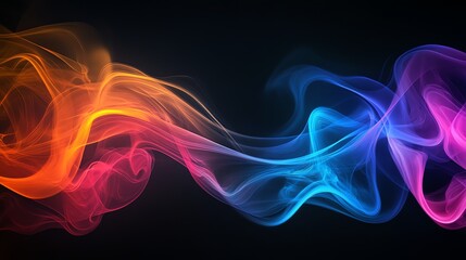 Wall Mural - abstract colorful smoke swirls on a black background.