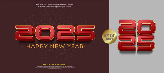Leinwandbilder - Happy new year 2025 background with red gold design