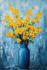 Wall Mural - Yellow Flowers in Blue Vase