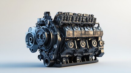 Powerful Black V  Engine   D Render