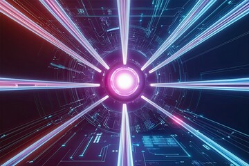 Poster - Vibrant Digital Scene Showcasing Quantum Computing Foundations and Glimmering Fiber Optic Lines