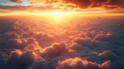 Wall Mural - A stunning sunset over a sea of clouds, creating a serene atmosphere.