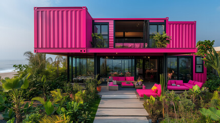 A pink cargo container home