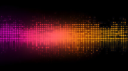 Poster - Abstract audio wave pattern featuring vibrant pink and orange colors on a black background with a digital feel