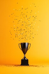 trophy celebration with confetti