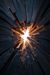 abstract wooden tunnel with light