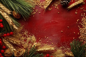 New Year Grains and Cereals - Red Background