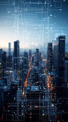 Poster - 42. ai urban environment, digital networks, futuristic infrastructure, holographic technology