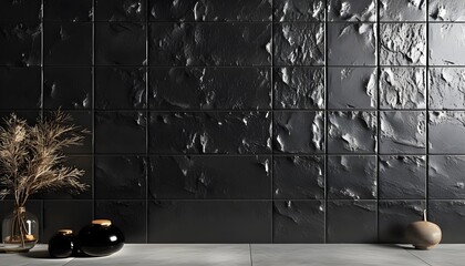 Elegant Black Slate Texture for Seamless 3D Floor and Wall Tile Design