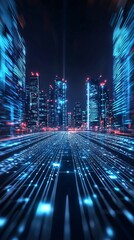 Poster - 44. ai-driven cityscape, futuristic infrastructure, digital networks, innovative technology