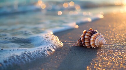 Wall Mural - On the beach a little seashell ornament