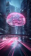 Poster - ai-driven society, futuristic city, advanced technology, holographic interfaces
