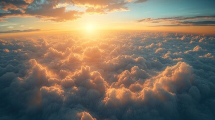 Wall Mural - A breathtaking sunset over a sea of fluffy clouds.