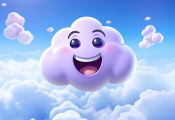 Wall Mural - A happy cloud floats in the sky. AI.