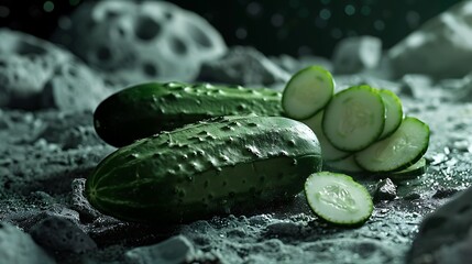 On the moon cook cucumbers or the fruit with knife