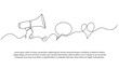 © Bettermind Graphic - Continuous one line design of announcements via chat media and megaphone. Minimalist style vector illustration on white background.