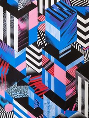 Poster - vibrant and intricate geometric design featuring a series of cubes arranged in an isometric pattern