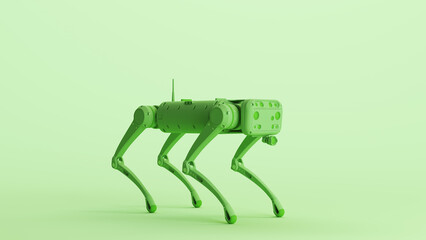 Fototapete - Green autonomous robot robot dog AI robot military project surveillance drone remote-controlled platform equipment quarter view 3d illustration render