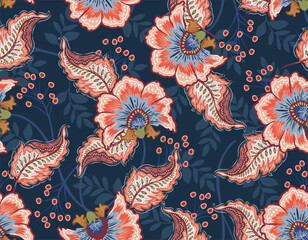 Romantic Boho floral pattern,  Persian pattern  Indian floral pattern, Vector Illustration ,Design for fashion , fabric, textile, wallpaper , wrapping and all prints