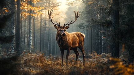 Poster - Majestic Stag in a Mystical Forest 