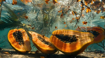 Papaya cured and then put on an underwater surface