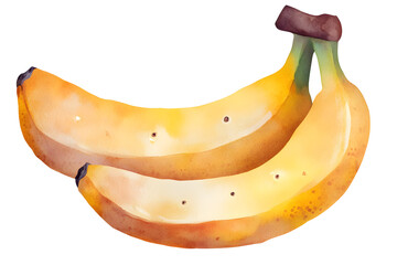 Sticker - Watercolor sketch of a bunch of bananas, hand-drawn and featured on a white background