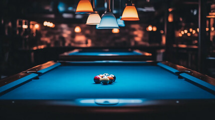 billiard table with balls on the table