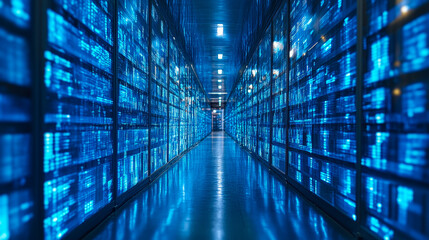 Poster - Cutting-edge document management technologies with smart devices and cloud-based collaboration in a high-tech server room, enhancing organizational productivity during nighttime