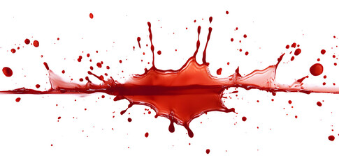 Dynamic red liquid or juice splash, highlighted on a white backdrop