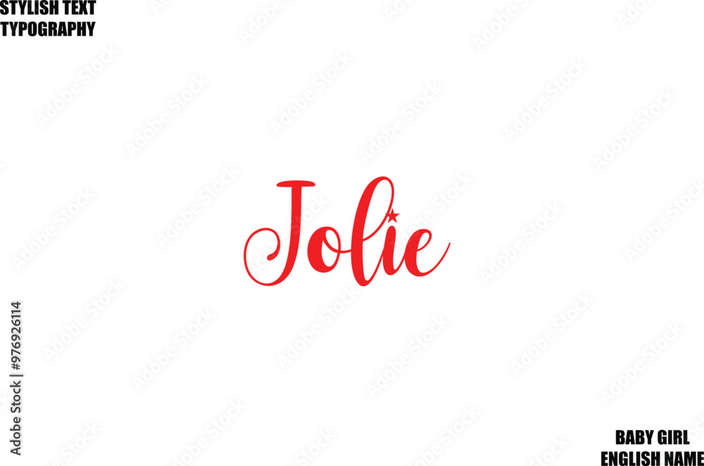 Baby Girl Name Stylish Cursive Text Typography Jolie Stock Vector ...