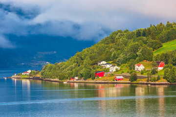 Norway fjord village landscape