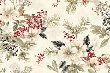 Craft an elegant graphic design capturing the essence of the holidays with a Nature and Floral theme Include intricate floral patterns