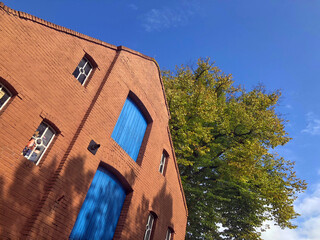 Historic facade at Oude Pekela Groningen Netherlands.