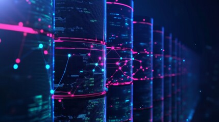 Database infographic with secure network connect background concept