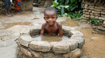 Water The Source of All Life A powerful image capturing the essence of survival and sustainability in rural communities highlighting the importance of clean water for future generations